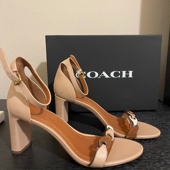 Coach Heel Link Suede Sandal NWB Size 8 - Picture 3 of 7